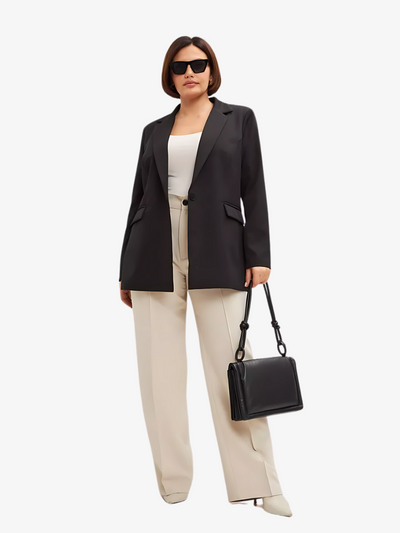 Sophisticated Oversized Blazer - Tailored Black Blazer Jacket for Work & Events