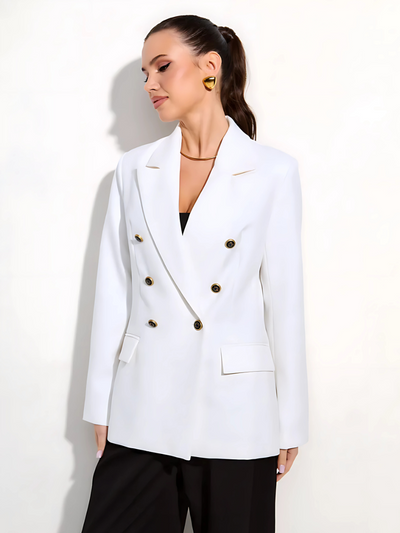 MAGGA women’s white blazer – structured fit with sharp lapels