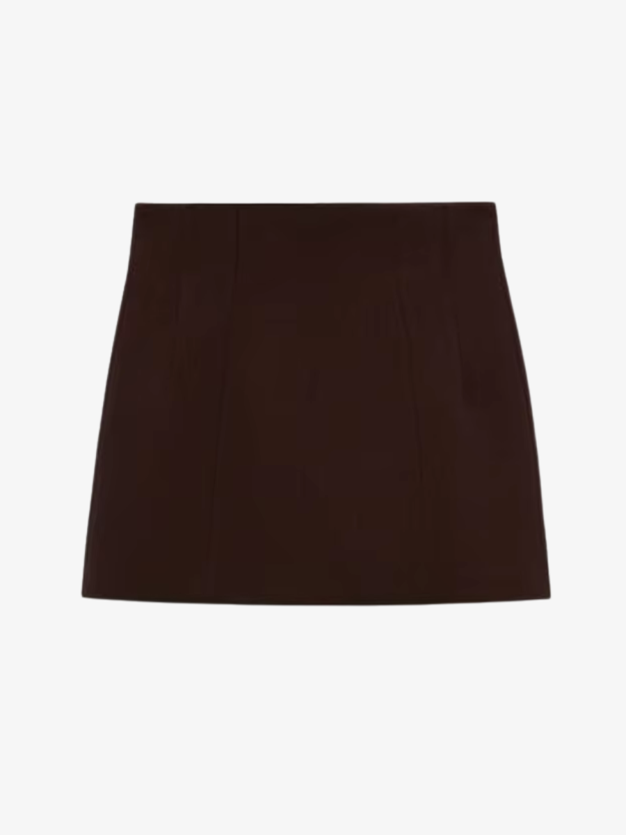 Brown Skirt Women - MAGGA Deep Chocolate Brown Double-Breasted Wool skirt