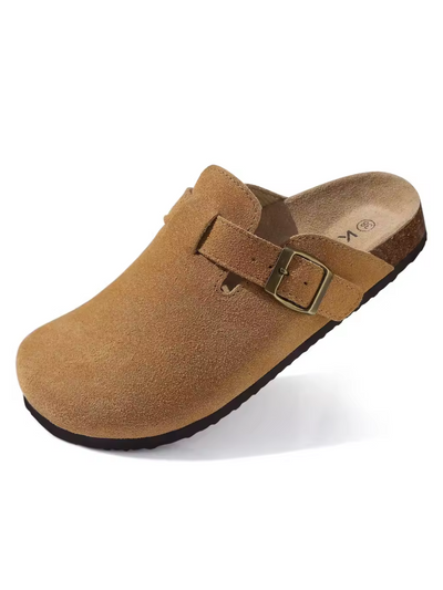 MAGGA Women's Suede Clogs – Soft Slip-On Comfort Shoes with Cork Sole